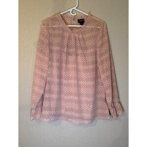 Liz Claiborne Career Blush Long Sleeve Sheer Dotted Blouse Large with Cami